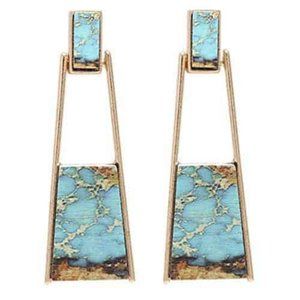 Bonaluna Marbled Wood Earring in Vivid Turquoise